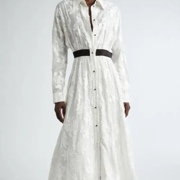 St John Collection XL Floral Shirtdress Fil Coupe Chalk NWT - Picture 5 of 15